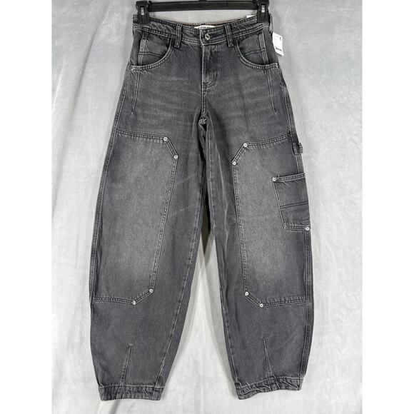 Free People We The Free Loren Barrel Jeans Size 24 Black - Picture 1 of 9
